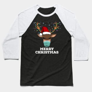 Merry Christmas 2020 Reindeer Face Mask Quarantine Baseball T-Shirt